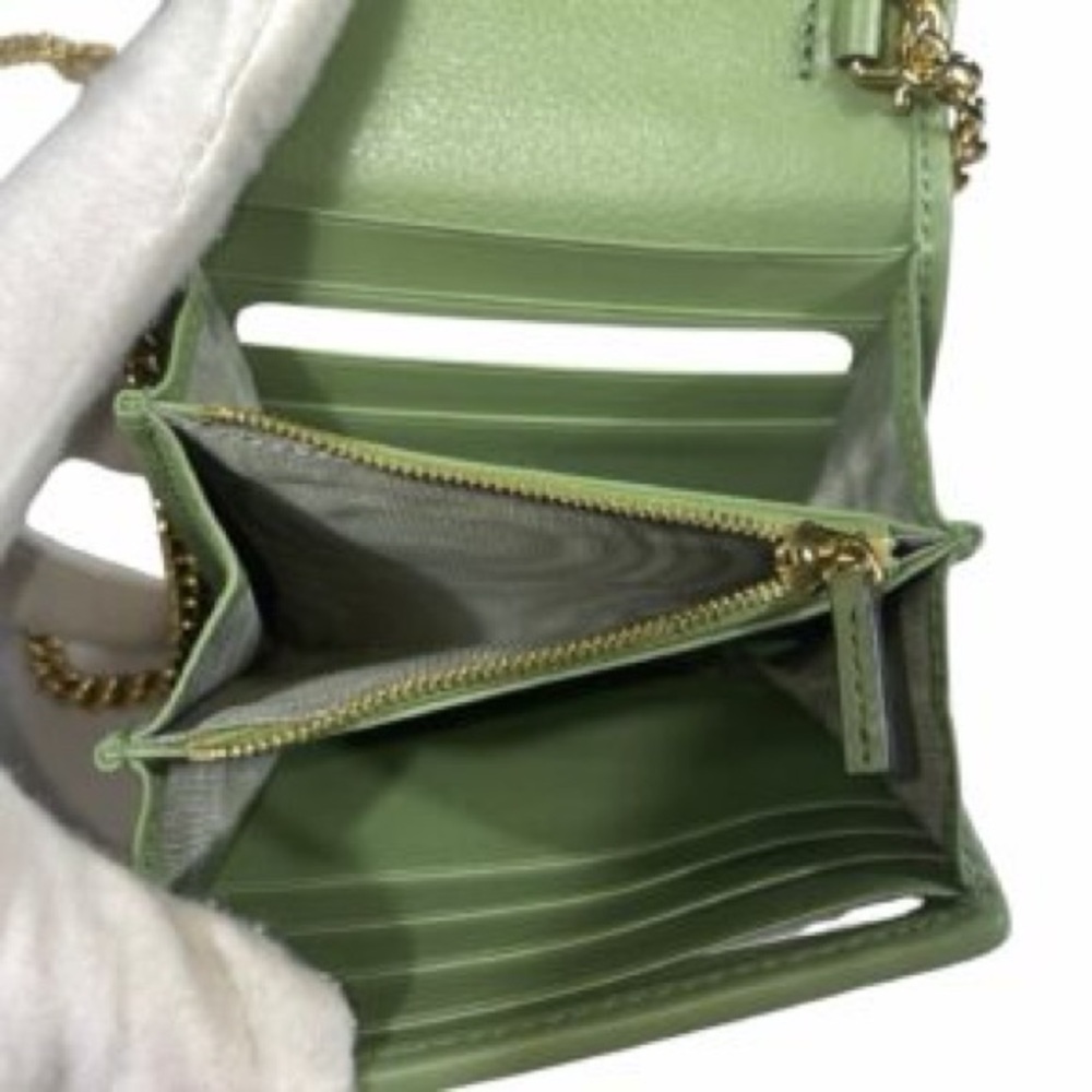 GUCCI Roxy Calfskin Medium Blondie Wallet on Chain Salamander Green